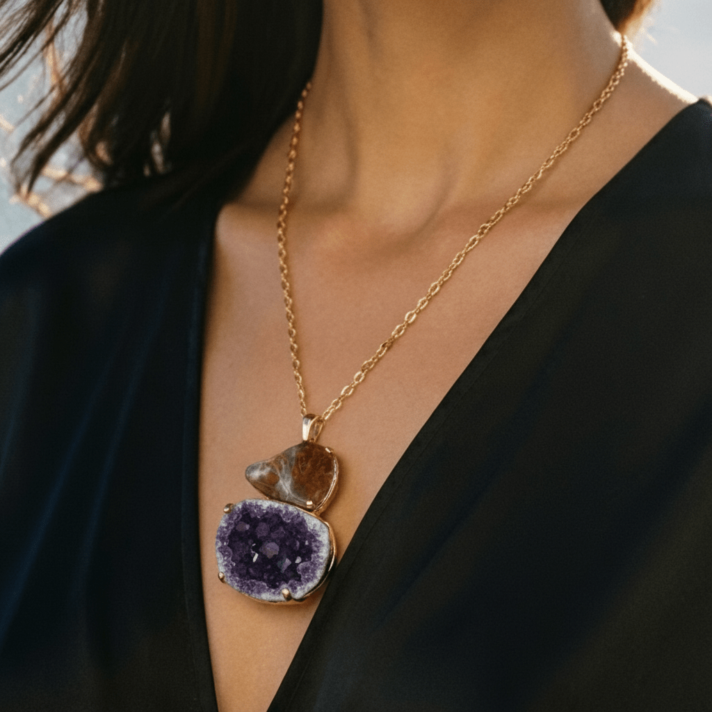 Necklace with Amethyst and Chalcedony 